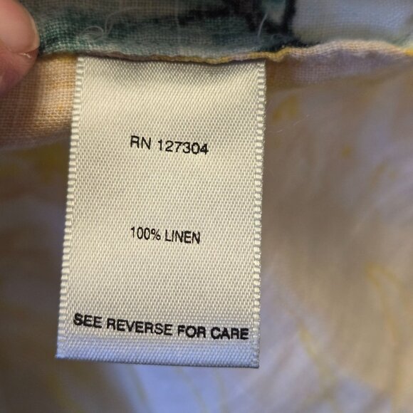 John Mark XL Floral Linen Button-Down Tropical Shirt Artsy Watercolor - Picture 7 of 13